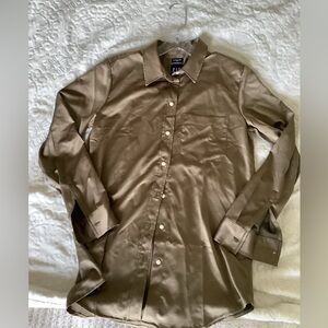 GAP BOYFRIEND shirt SATIN, dried moss, size XS